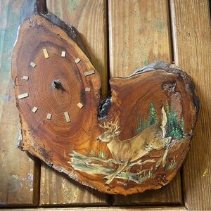Rustic Wooden Deer Wall Clock not in working condition